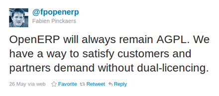 Fabien's No Dual License tweet